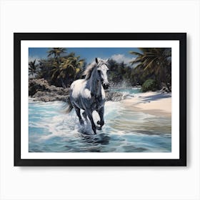 A Horse Oil Painting In Maldives Beaches, Maldives, Landscape 2 Art Print