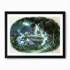 The Visit at Midnight 1832 Fairies Signed Oil Painting by Edmund Thomas Parris - English British Victorian Painter HD Remastered 1 Art Print