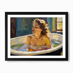 Woman In A Bathtub Nude Art Print