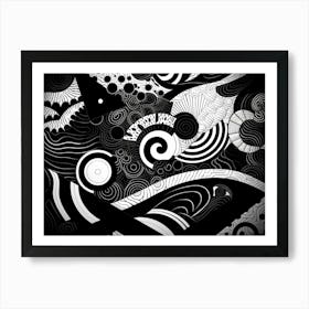 Patterns Abstract Black And White 8 Art Print