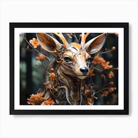 Technopunk deer in the forest. 2 Art Print