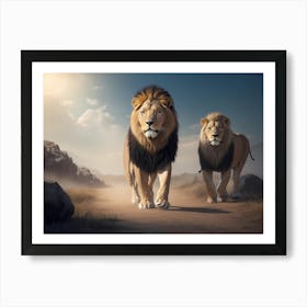 Lions Walking Art Print