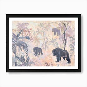 Gorillas Tropical Jungle Illustration 2 Art Print