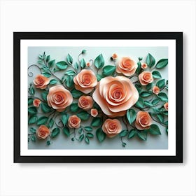 Roses Surrounded By Leaves And Flowers 2 Art Print