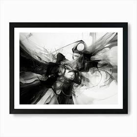 Quantum Entanglement Abstract Black And White 7 Art Print