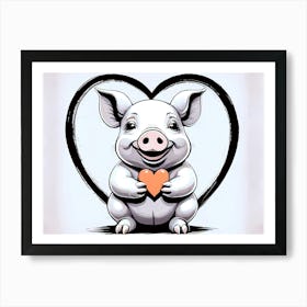 Swine Love A Pig With A Heart Art Print