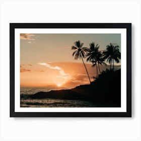 Sunset With Palmtrees In Hawaii Art Print