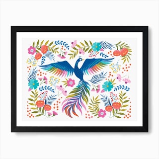 Floral Phoenix Light Art Print