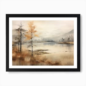 A Painting Of A Lake In Autumn 17 Art Print