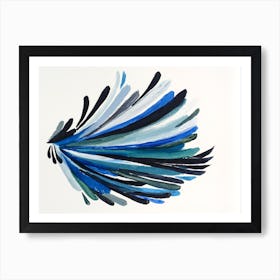Blue Feather Fly Bird Painting Art Print