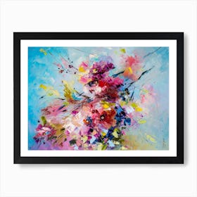 Delicate Bloom Flowers Abstract Painting Art Print