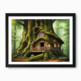 Cottage Inside A Giant Forest Tree V2 4 Art Print