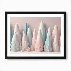 3d Illustration Of A Forest Scene With Stylized Trees Made Of Paper Art Print