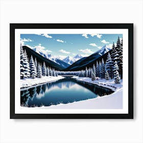 The Frozen River: A Winter Scene 2 Art Print