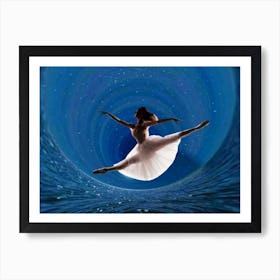 Ballerina - night - the sea - photo montage Art Print