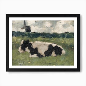 Resting Cow With A Mill, Richard Roland Holst Art Print