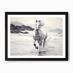 A Horse Oil Painting In Lanikai Beach Hawaii, Usa, Landscape 3 Art Print