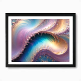 Abstract Fractal Art Featuring Intricate, Swirling Patterns In Hues Of Pink, Blue, And Gold, Creating A Whimsical And Ethereal Composition 1 Art Print