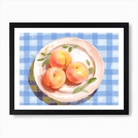A Plate Of Peaches, Top View Food Illustration, Landscape 2 Art Print