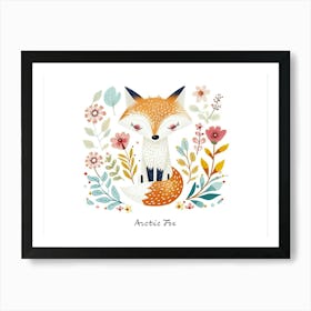 Little Floral Arctic Fox 3 Poster Art Print