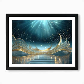 Sparkling golden waves in the sea 5 Art Print