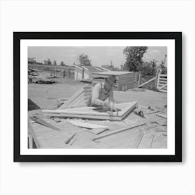 Finishing Food Storage Gable End In Jig, Southeast Missouri Farms Project By Russell Lee Art Print