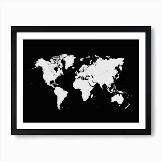 World Map in Black Art Print