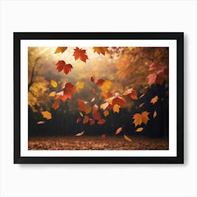 Autumn Leaves Dancing In The Air Art Print