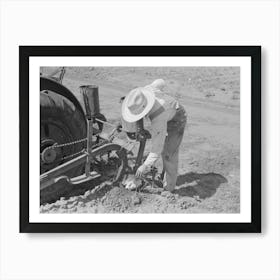 Day Laborer Removing Clod Of Dirt From Plow Points On Tractor On Large Farm Near Ralls, Texas By Russell Lee Art Print