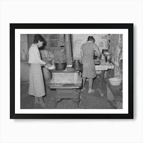 Wife And Daughter Of Pomp Hall, Tenant Farmer, Preparing Supper, Creek County, Oklahoma, See General Caption Numb Art Print