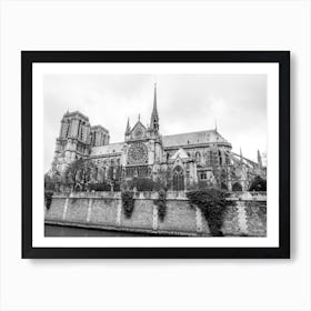 Black And White Cathedral Notre Dame De Paris Art Print