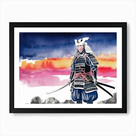 Watercolor Ninja Samurai Warrior Art Print