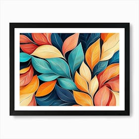 Beautiful Illustration Of Colorful Leaves 3 Art Print