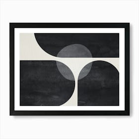 Black and white Mid-century Modern Geometric Shapes Artwork Art Print