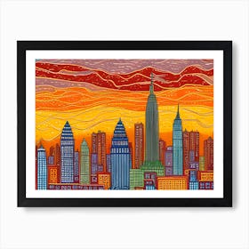 New York City At Sunset Art Print