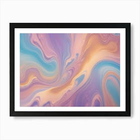 Abstract Image Of Swirling, Fluid Shapes In Shades Of Blue, Pink, And Yellow, Creating A Mesmerizing And Organic Effect Art Print