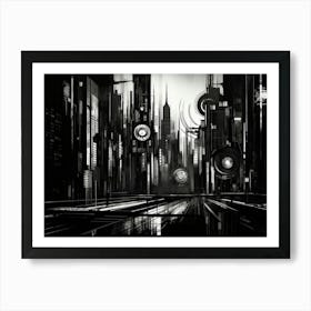 Metropolis Abstract Black And White 4 Art Print