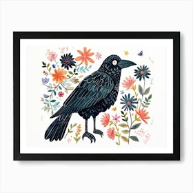 Little Floral Crow 2 Art Print