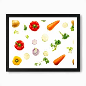 A Cornucopia Abundant With Seasonal Vegetables Like Radishes Beans Tomatoes And Broccoli Placed A (5) Art Print