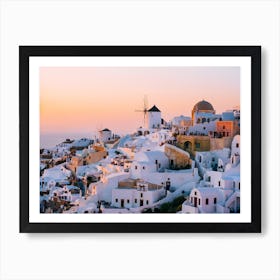 View Of Oia Traditional Cave Houses In Santorini, Greece Art Print