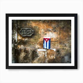 Cuban Flag On Wall Art Print