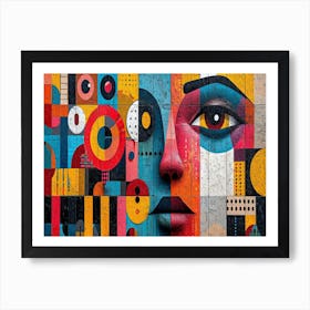 Colorful Chronicles: Abstract Narratives of History and Resilience. Colorful Face Painting 1 Art Print