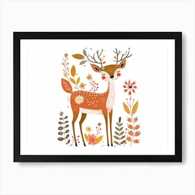 Little Floral Reindeer 1 Art Print