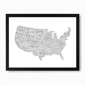 Usa Food Map Art Print