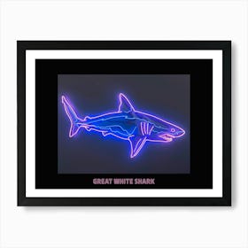 Pink Blue Neon Great White Shark Poster 2 Art Print