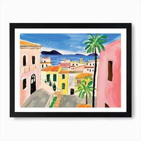 Palermo Italy Cute Watercolour Illustration 2 Art Print