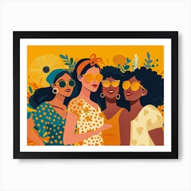 Modern Illustration Of Women In Harmony Enjoying Their Diversity 4 Art Print