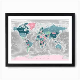 Political World Map Art Print