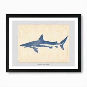 Blue Shark Grey Silhouette 5 Poster Art Print