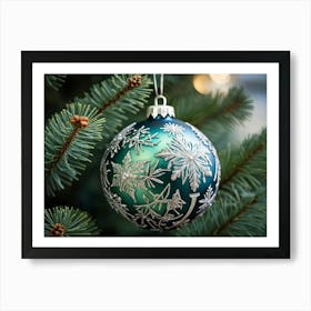 A Meticulously Detailed Geometrical Bauble Delicately Poised On The Thin Frost Dusted Branches Of 4 1 Art Print